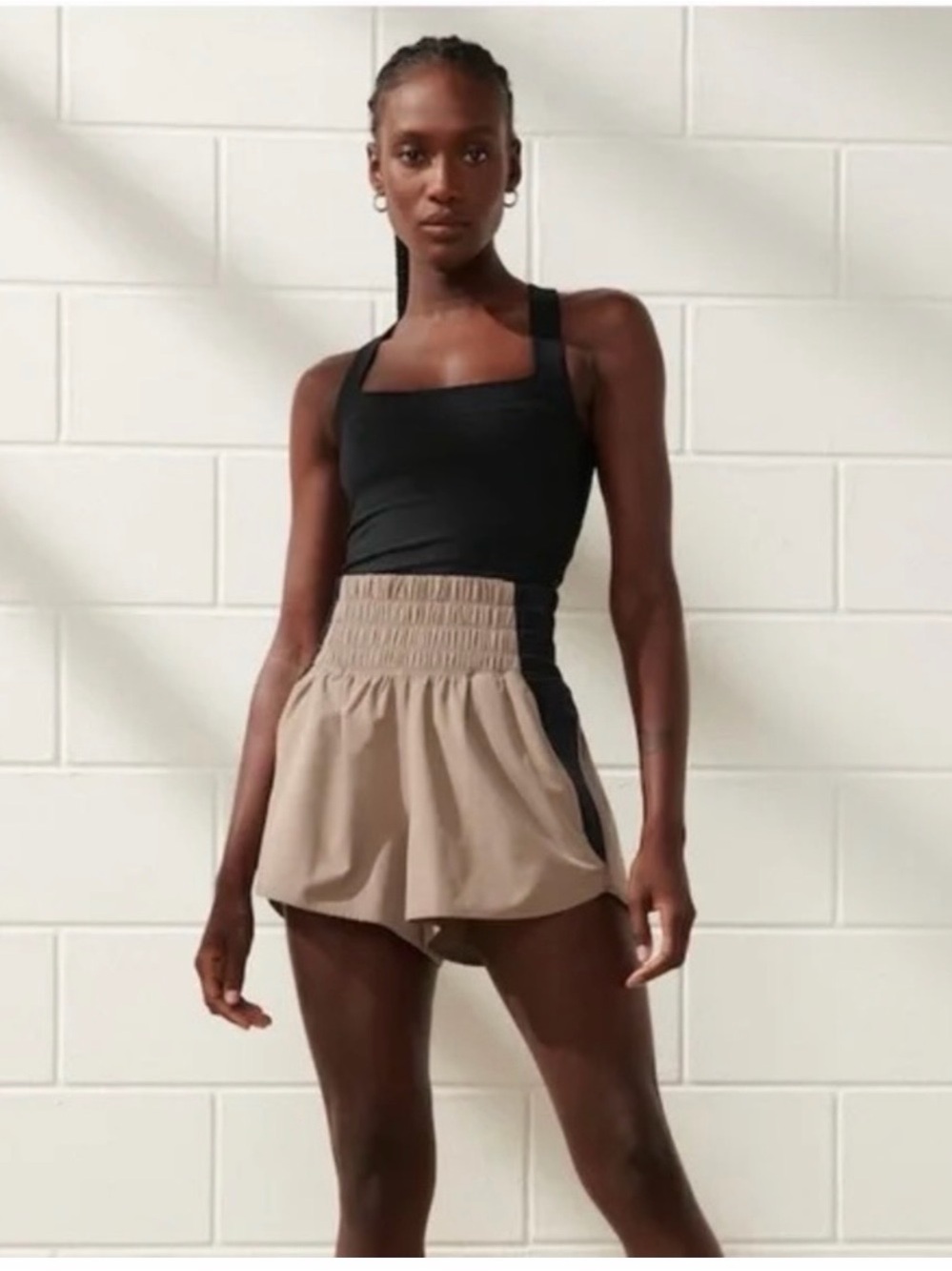 Abercrombie YPB Motion Tek Unlined Workout Shorts with Smocked Waistband